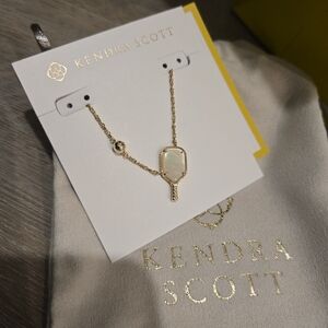 Kendra Scott Gold Pickleball Necklace with Opal Pendant